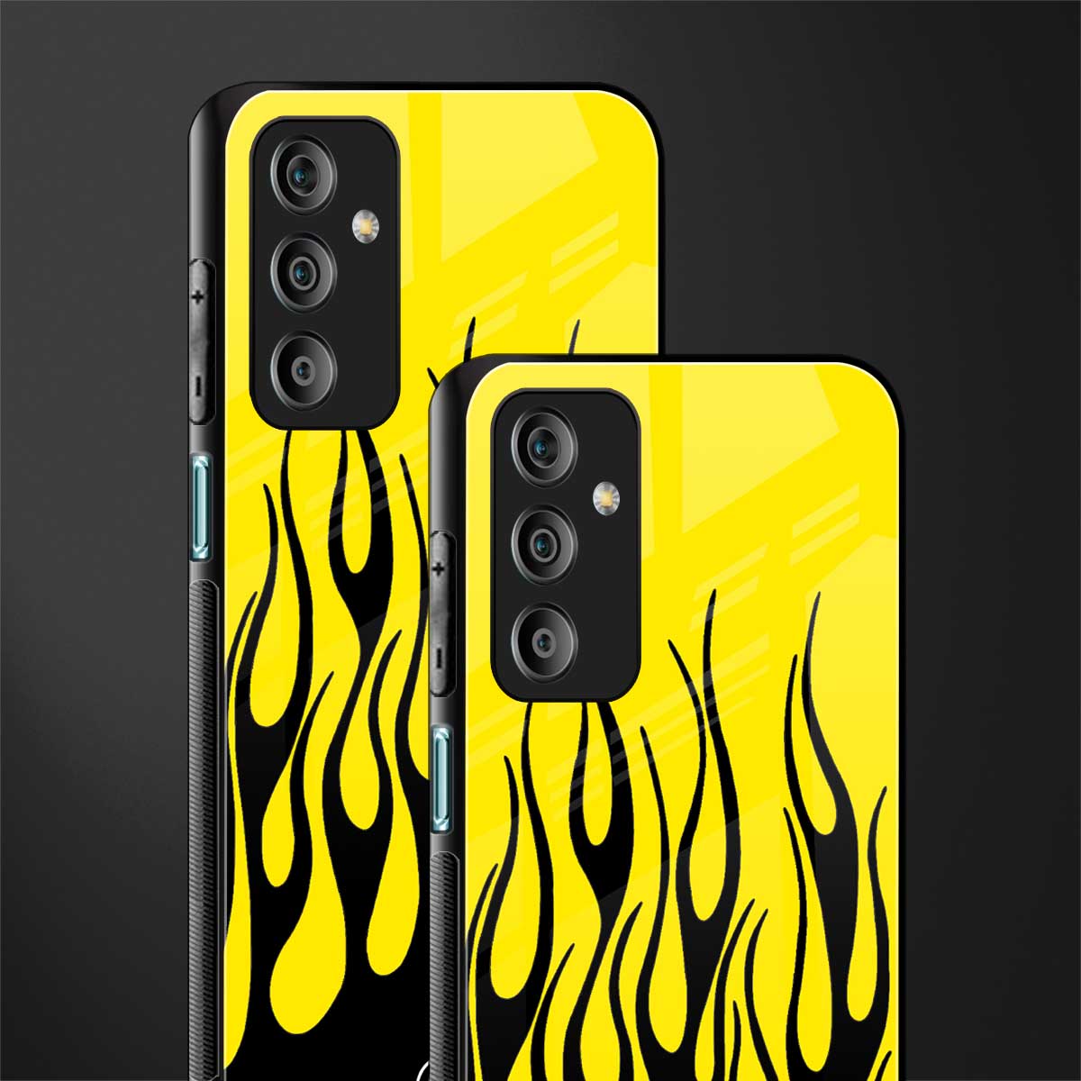 y2k black flames back phone cover | glass case for samsung galaxy f23 5g