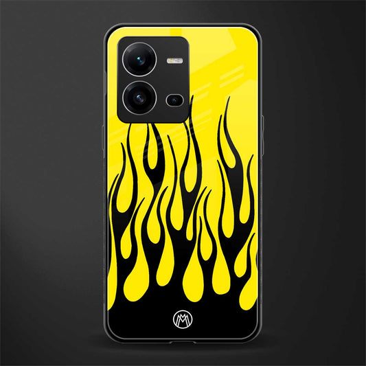 y2k black flames back phone cover | glass case for vivo v25-5g