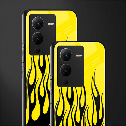 y2k black flames back phone cover | glass case for vivo v25 pro 5g