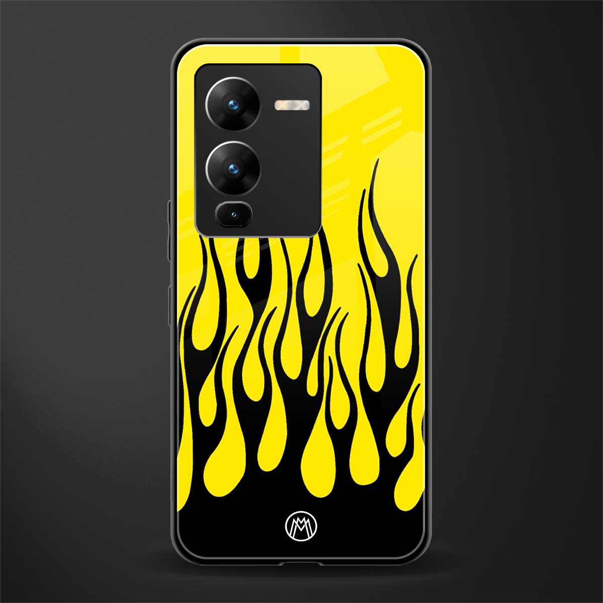 y2k black flames back phone cover | glass case for vivo v25 pro 5g