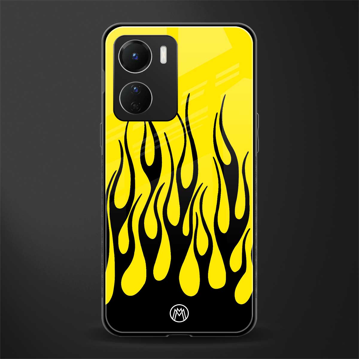 y2k black flames back phone cover | glass case for vivo y16