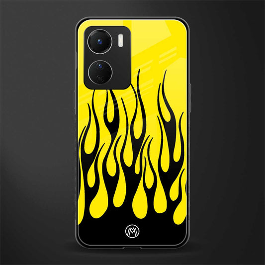 y2k black flames back phone cover | glass case for vivo y16