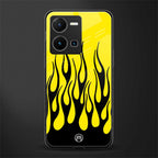 y2k black flames back phone cover | glass case for vivo y35 4g
