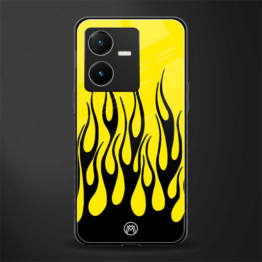 y2k black flames back phone cover | glass case for vivo y22