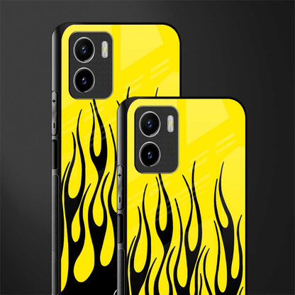 y2k black flames back phone cover | glass case for vivo y72