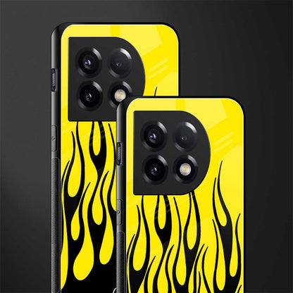 y2k black flames back phone cover | glass case for oneplus 11