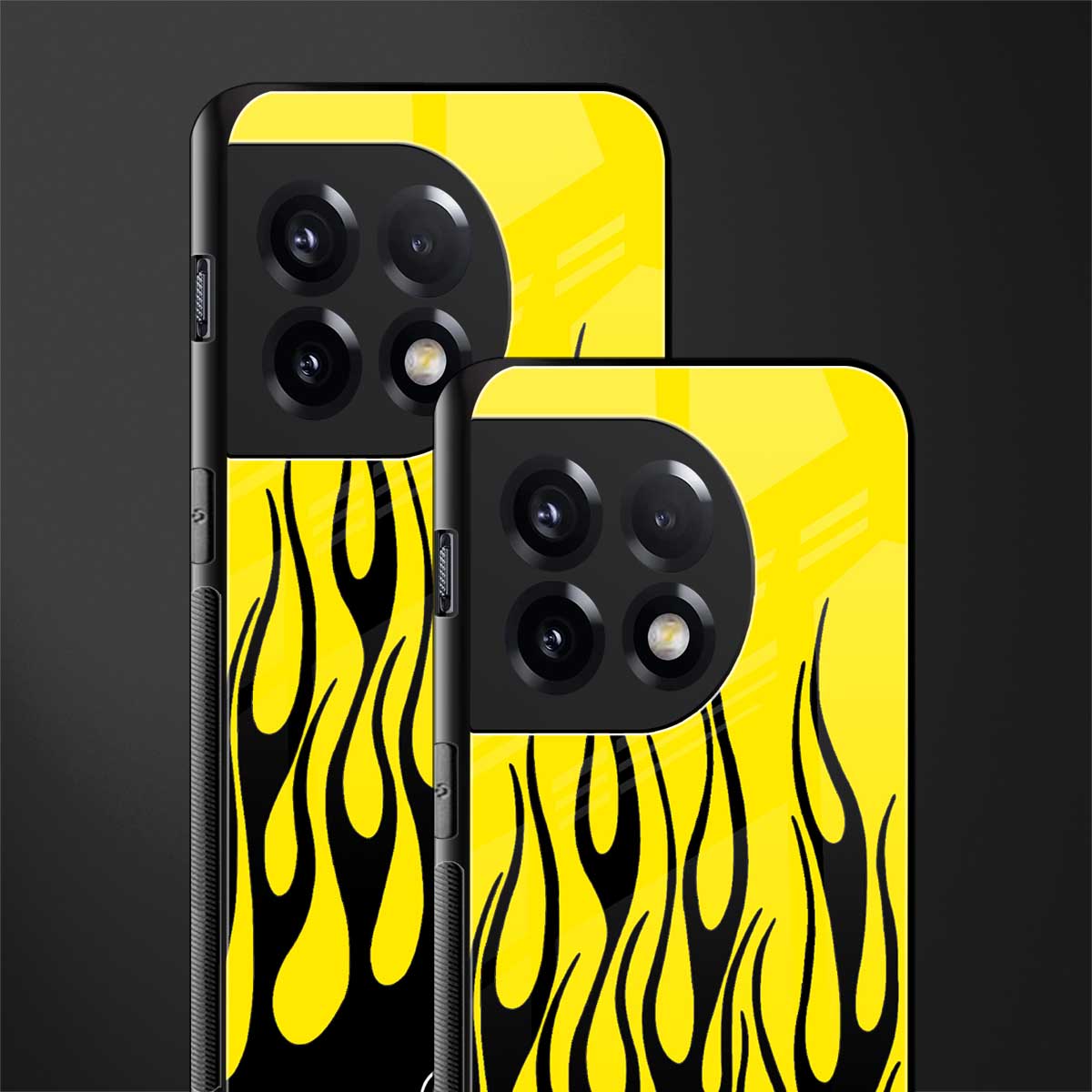 y2k black flames back phone cover | glass case for oneplus 11r