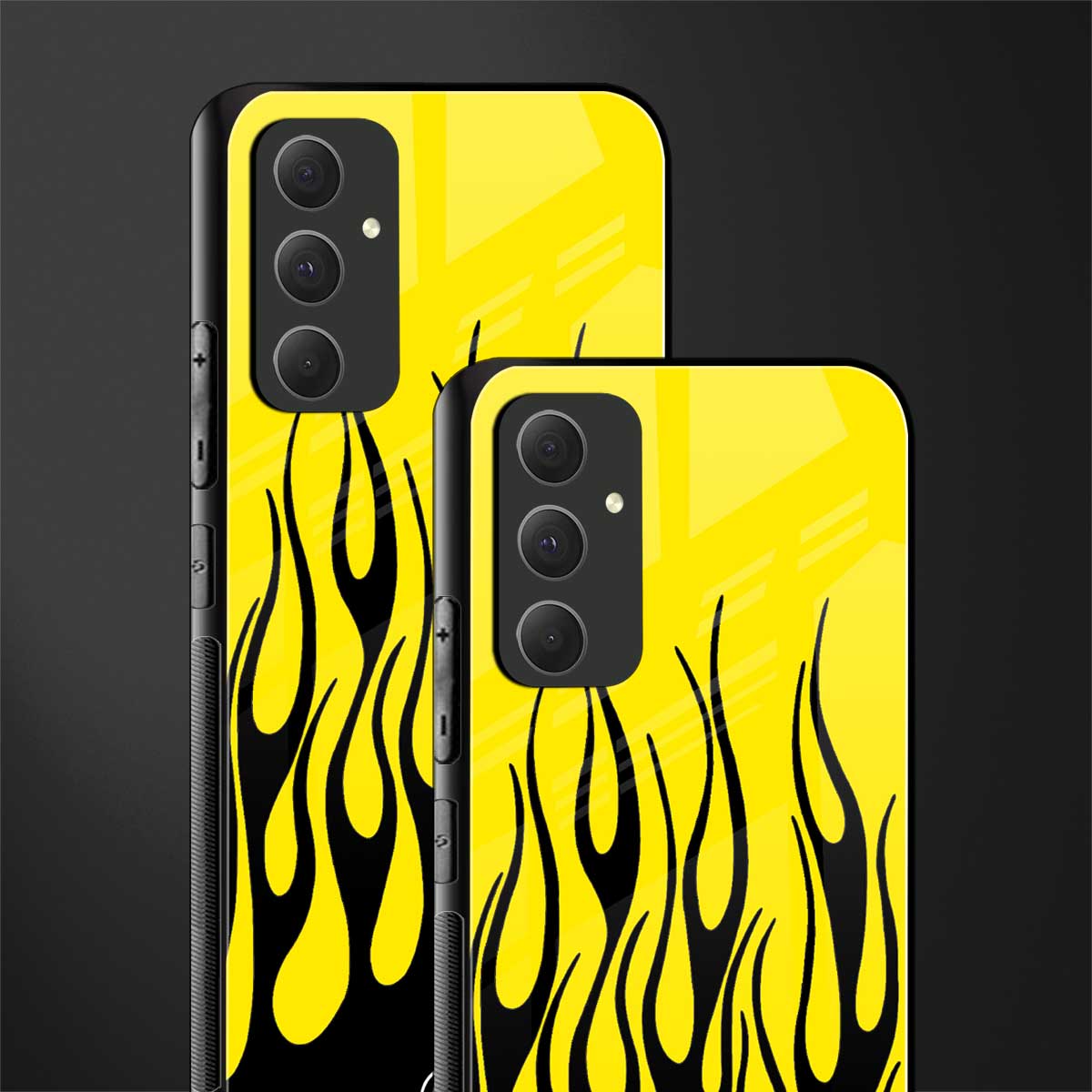 y2k black flames back phone cover | glass case for samsung galaxy a54 5g