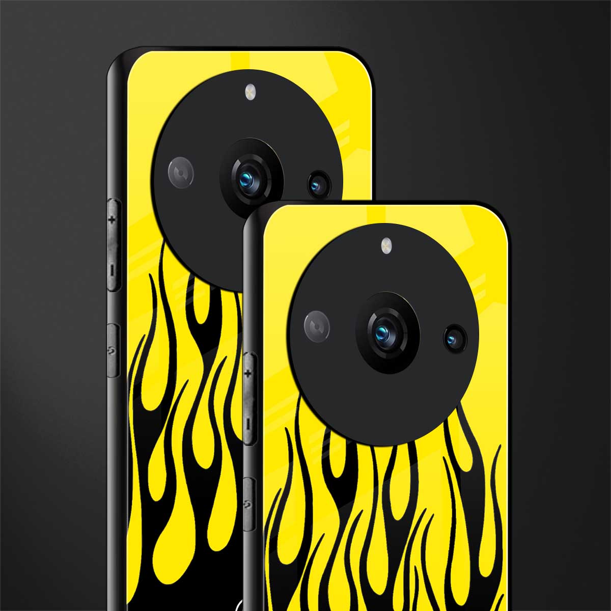 y2k black flames back phone cover | glass case for realme 11 pro 5g