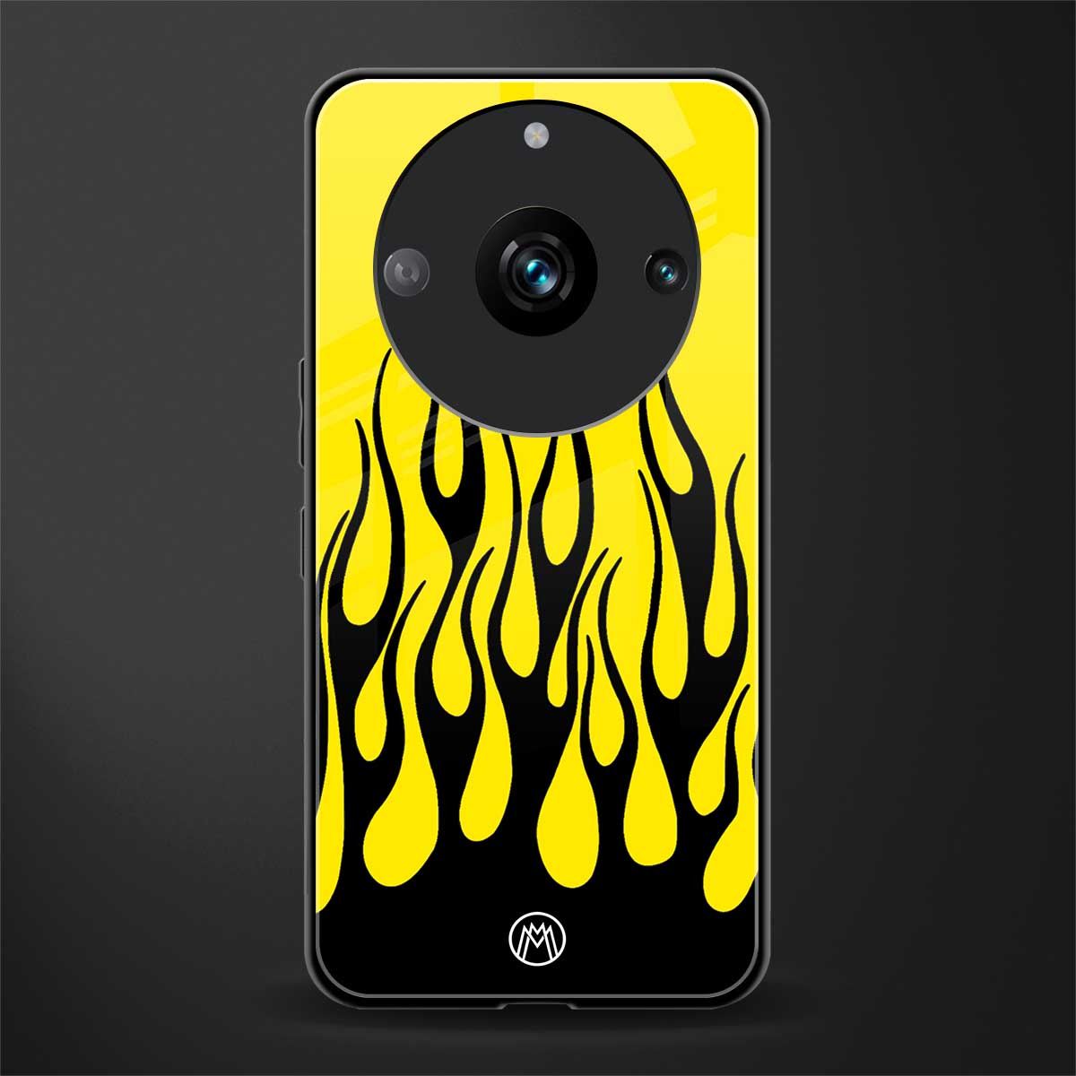 y2k black flames back phone cover | glass case for realme 11 pro 5g