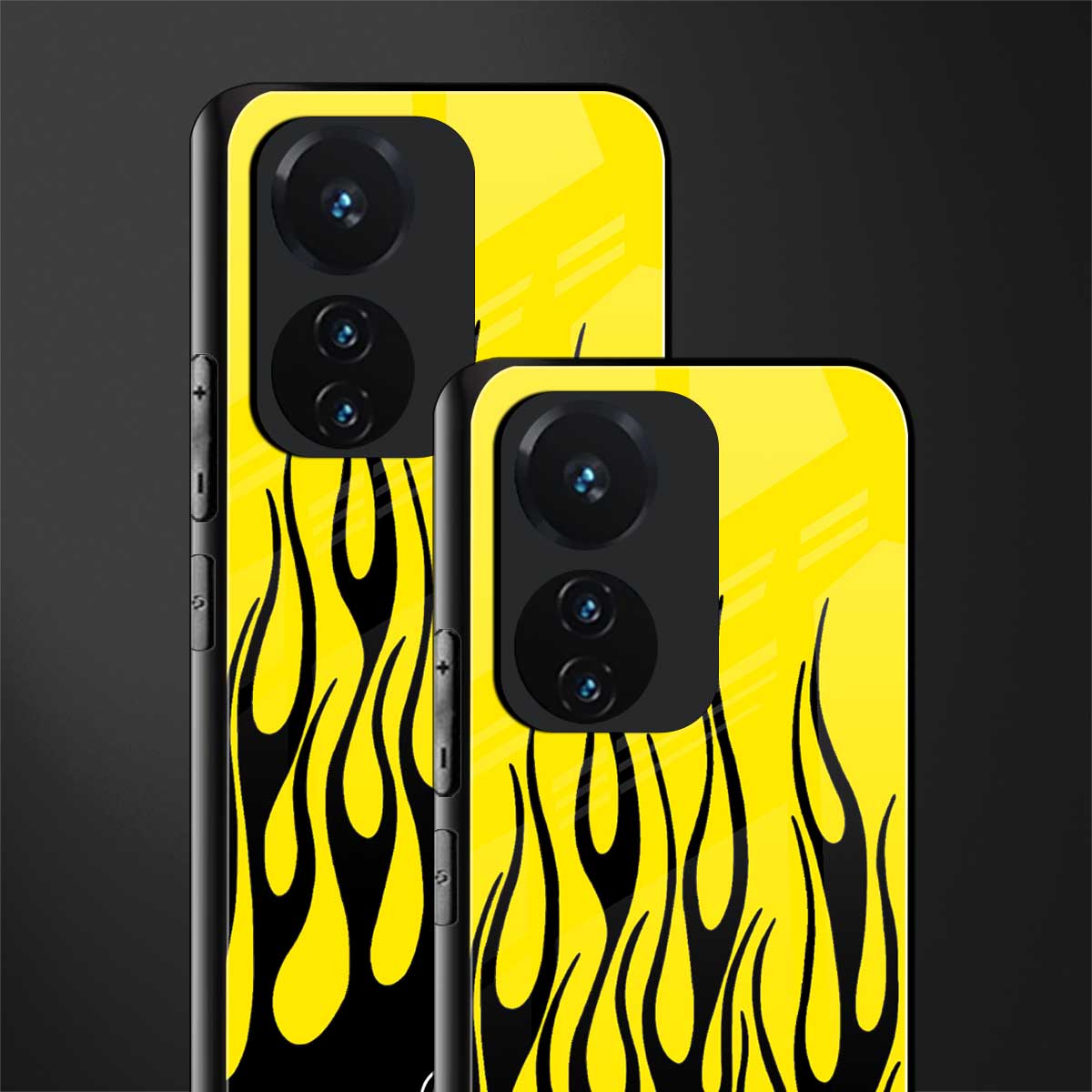 y2k black flames back phone cover | glass case for vivo t1 44w 4g