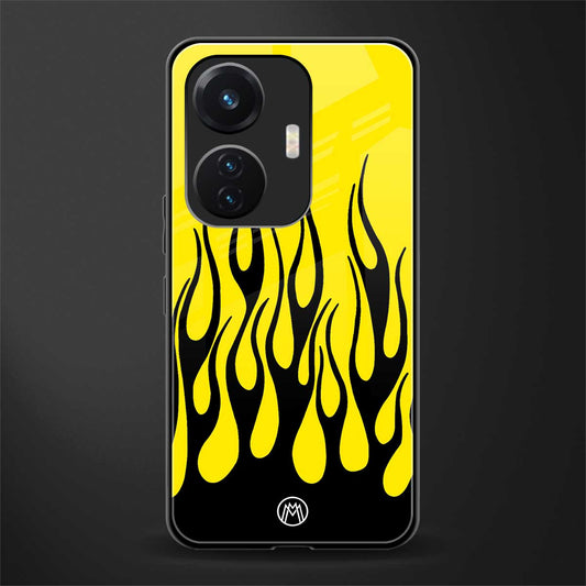 y2k black flames back phone cover | glass case for vivo t1 44w 4g