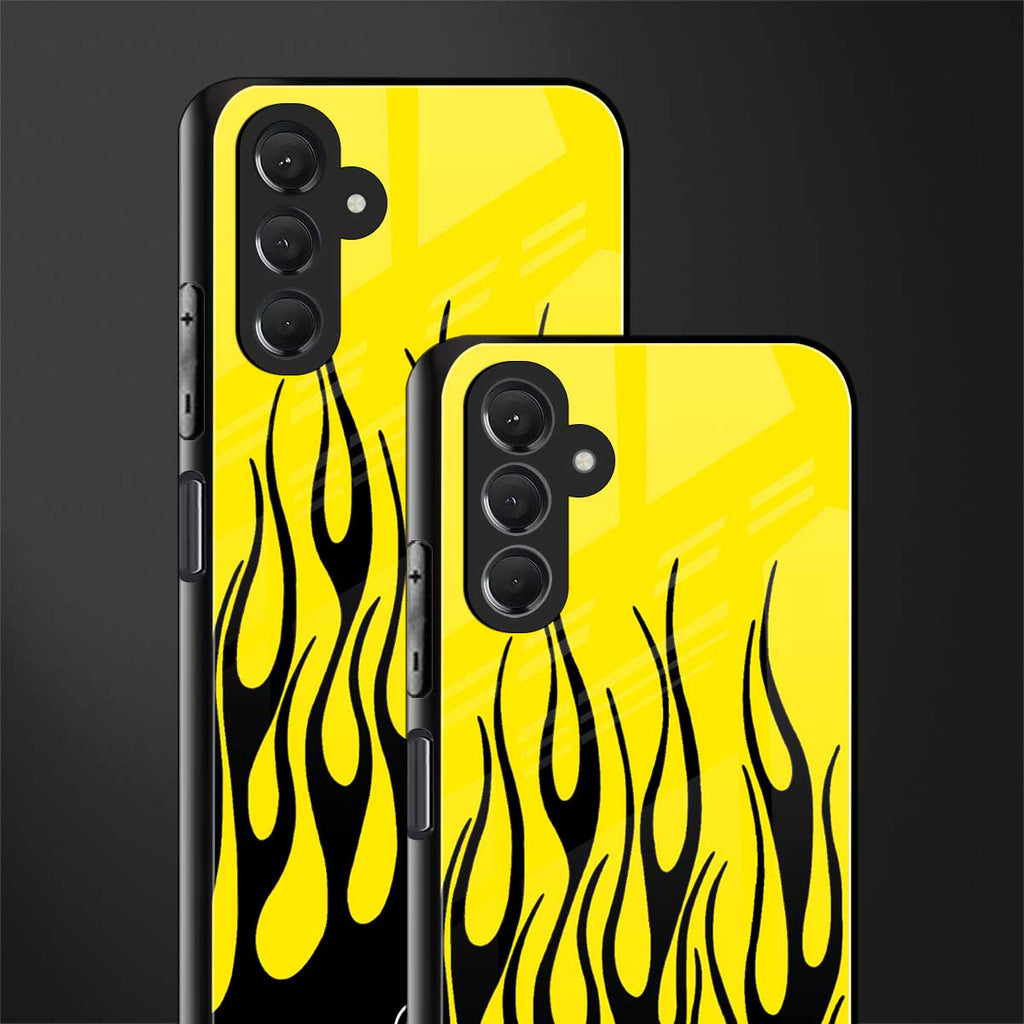 y2k black flames back phone cover | glass case for samsun galaxy a24 4g