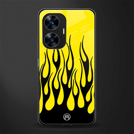y2k black flames back phone cover | glass case for realme c55