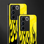 y2k black flames back phone cover | glass case for vivo v27 pro 5g
