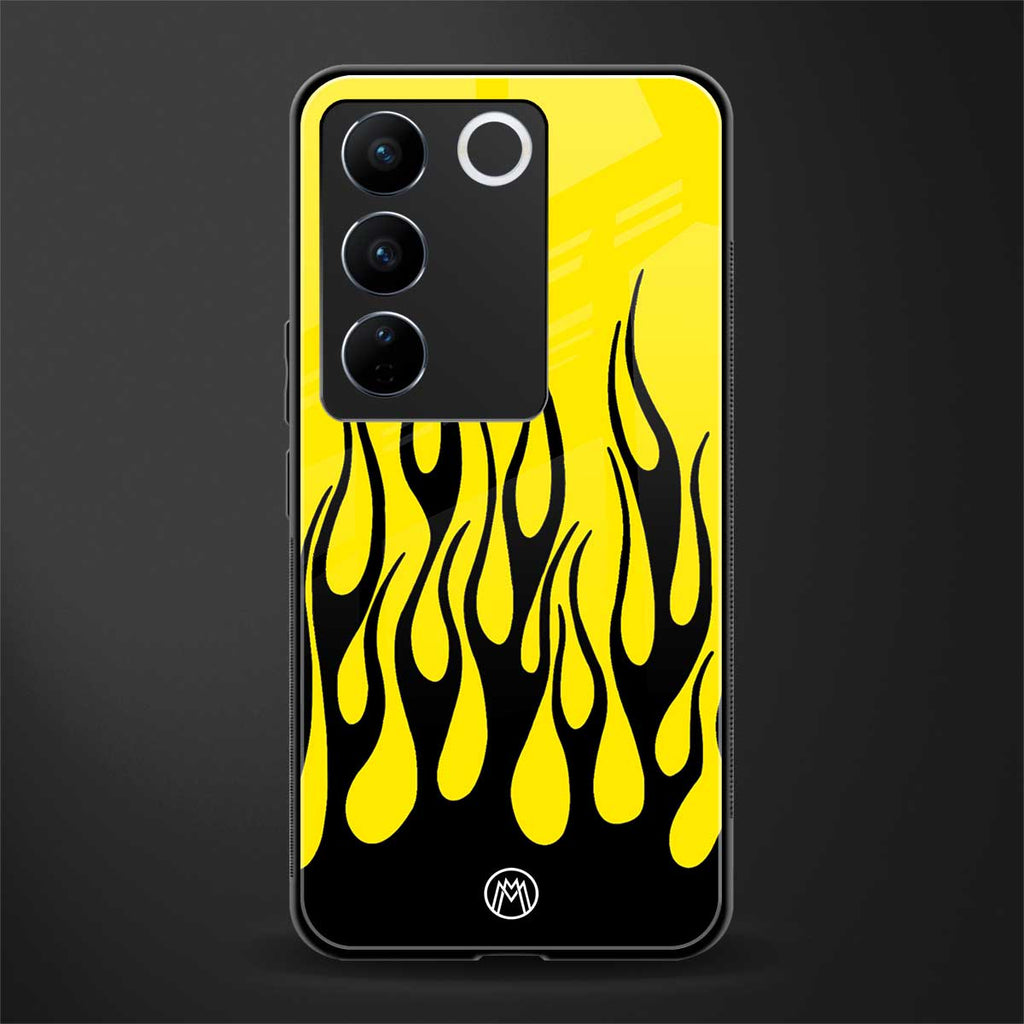 y2k black flames back phone cover | glass case for vivo v27 pro 5g