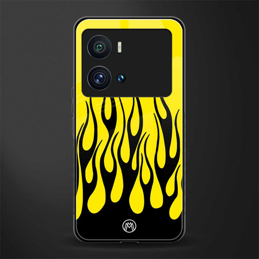 y2k black flames back phone cover | glass case for iQOO 9 Pro