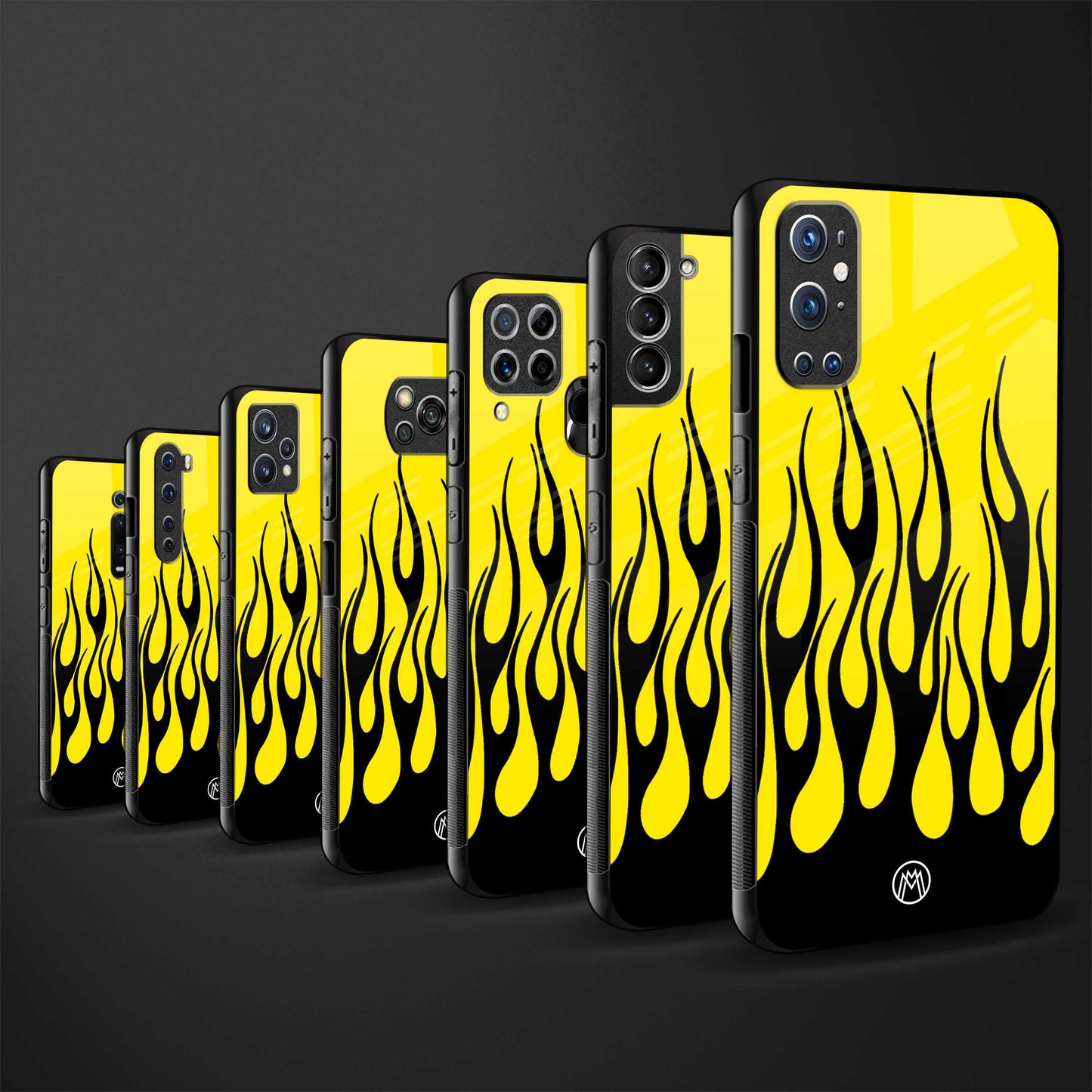 y2k black flames back phone cover | glass case for vivo y35 4g