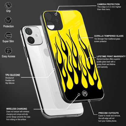 y2k black flames back phone cover | glass case for vivo v25-5g