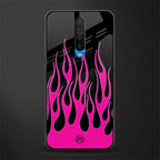 y2k black pink flames glass case for poco x2 image