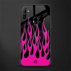 y2k black pink flames glass case for realme narzo 10a image