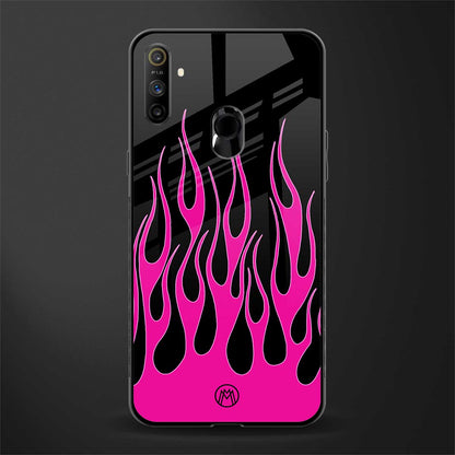 y2k black pink flames glass case for realme narzo 20a image
