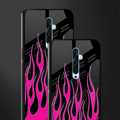 y2k black pink flames glass case for oppo reno 2z image-2