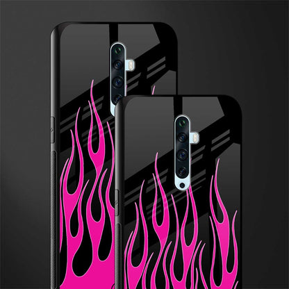 y2k black pink flames glass case for oppo reno 2f image-2