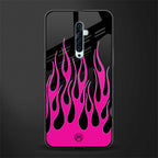 y2k black pink flames glass case for oppo reno 2f image
