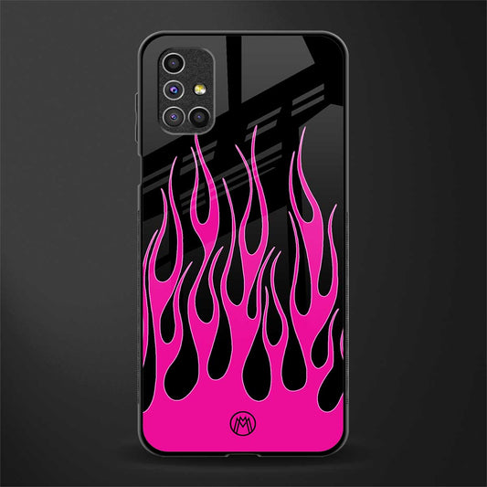 y2k black pink flames glass case for samsung galaxy m31s image