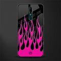y2k black pink flames glass case for oppo f11 image