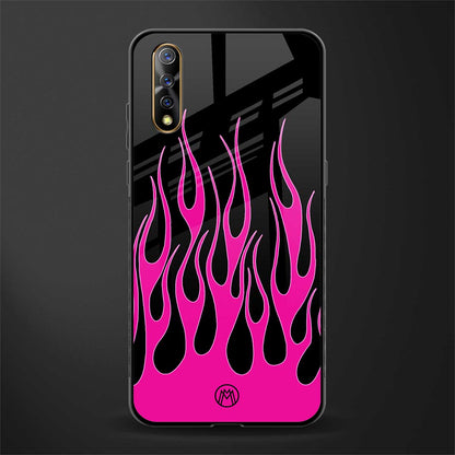 y2k black pink flames glass case for vivo z1x image