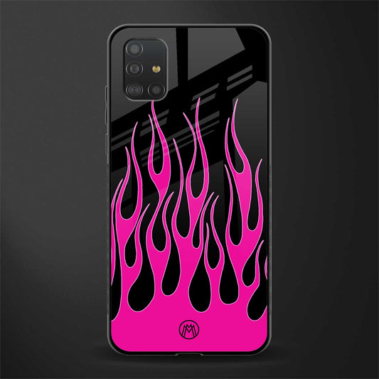y2k black pink flames glass case for samsung galaxy a51 image