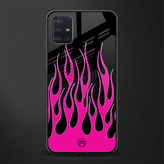 y2k black pink flames glass case for samsung galaxy a71 image