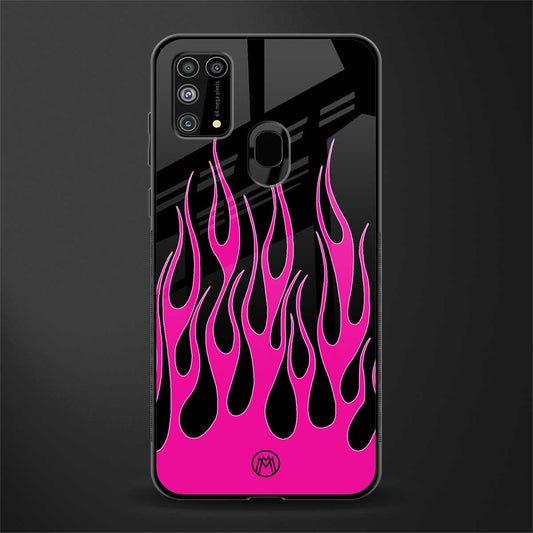 y2k black pink flames glass case for samsung galaxy m31 prime edition image