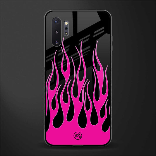 y2k black pink flames glass case for samsung galaxy note 10 plus image