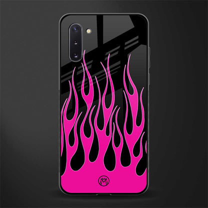 y2k black pink flames glass case for samsung galaxy note 10 image