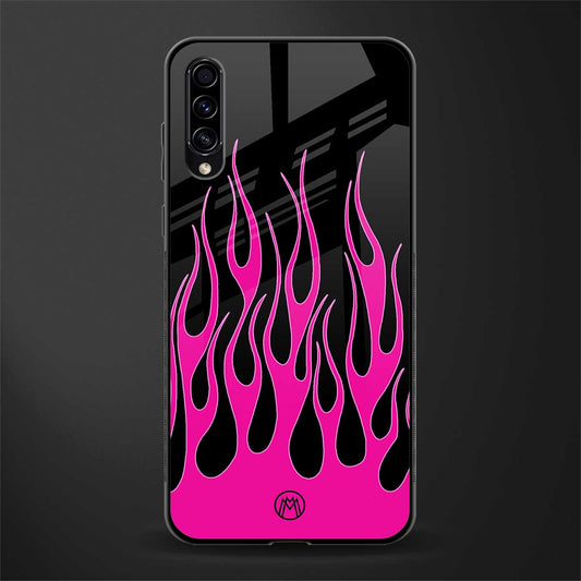 y2k black pink flames glass case for samsung galaxy a70 image