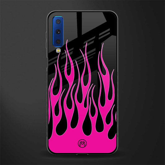 y2k black pink flames glass case for samsung galaxy a7 2018 image