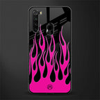 y2k black pink flames glass case for redmi note 8 image