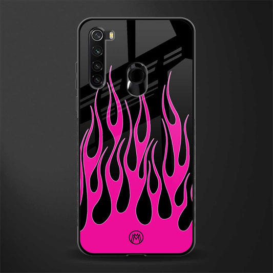 y2k black pink flames glass case for redmi note 8 image