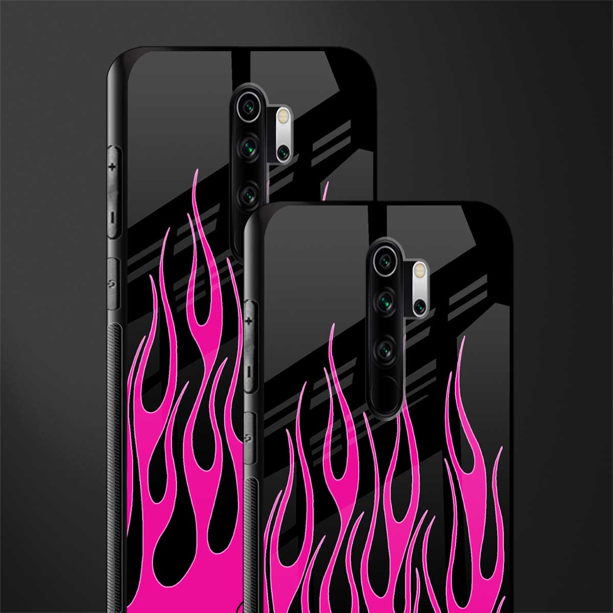 y2k black pink flames glass case for redmi note 8 pro image-2