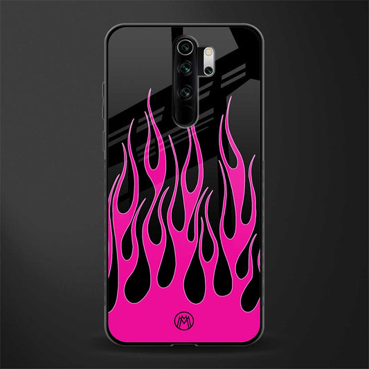 y2k black pink flames glass case for redmi note 8 pro image