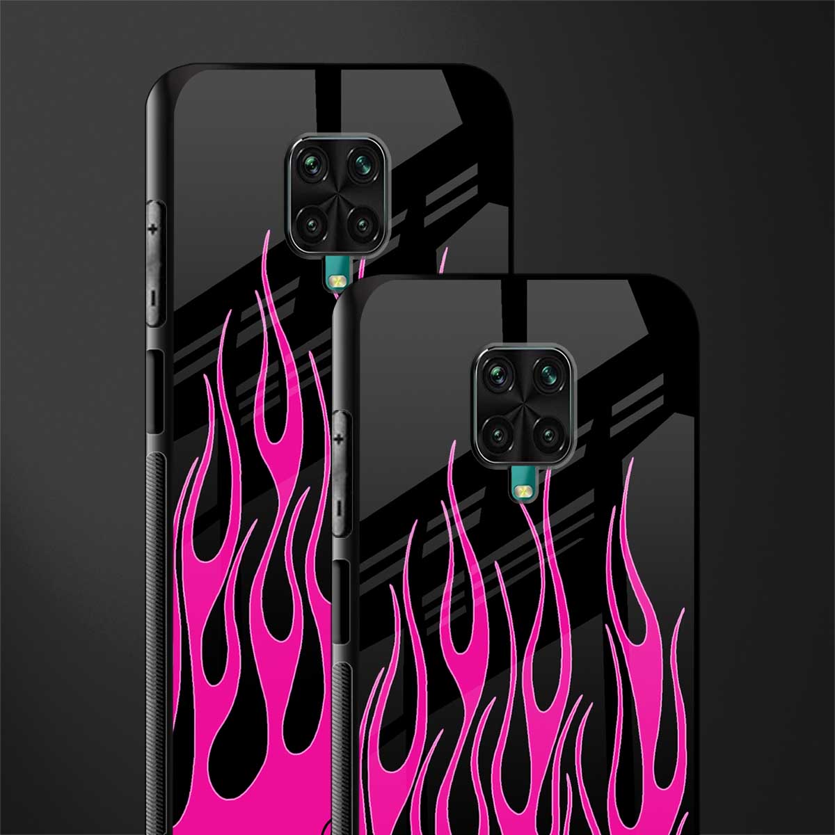 y2k black pink flames glass case for redmi note 9 pro max image-2