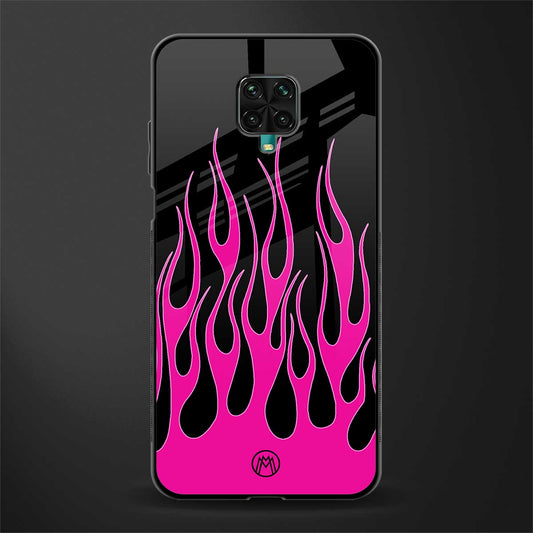 y2k black pink flames glass case for poco m2 pro image