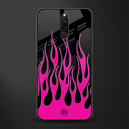 y2k black pink flames glass case for redmi 8 image