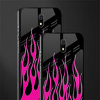 y2k black pink flames glass case for redmi 8a image-2