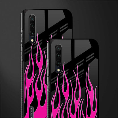y2k black pink flames glass case for mi a3 redmi a3 image-2