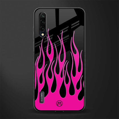 y2k black pink flames glass case for mi a3 redmi a3 image