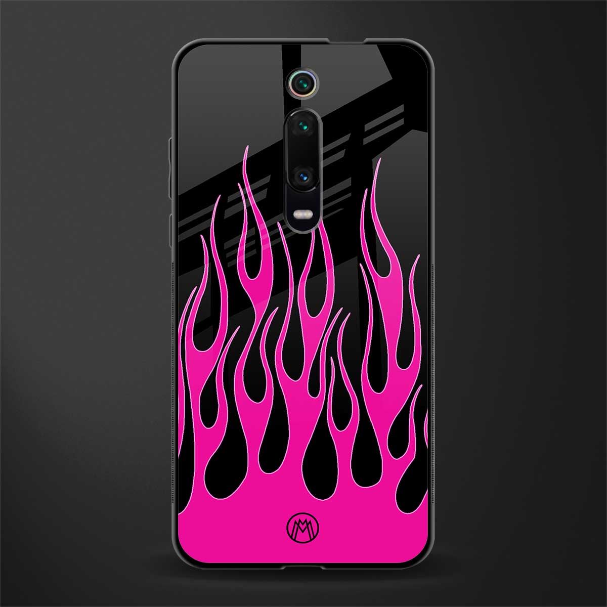 y2k black pink flames glass case for redmi k20 image
